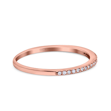 Half Eternity Wedding Band Rose Tone Cubic Zirconia 925 Sterling Silver Wholesale